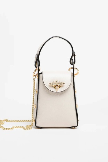 Bolso Abeja De Mano De Piel Beige