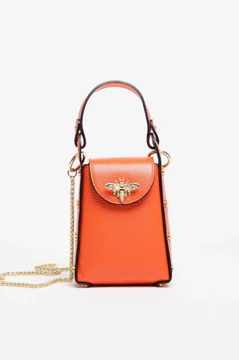 Bolso Abeja De Mano De Piel Naranja