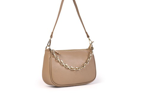 Bolso anele de piel para mujer taupe