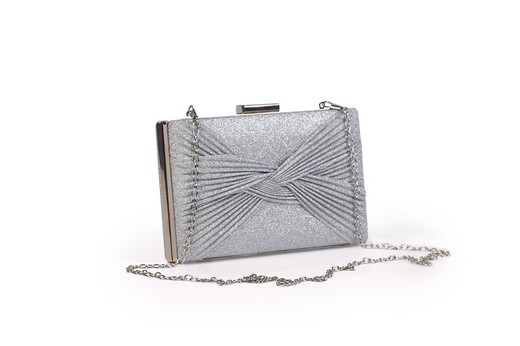 Bolso de fiesta tipo clutch plateado