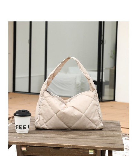 Bolso de Hombro Pequeño Acolchado Beige