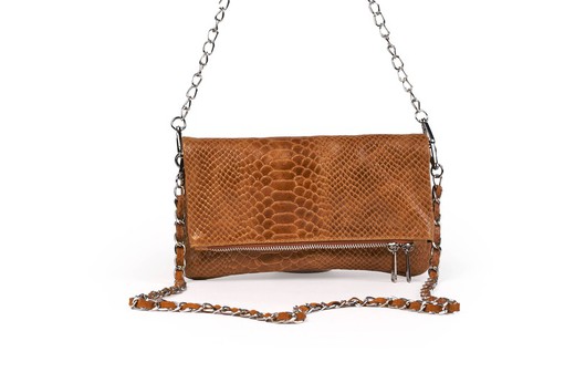 Bolso de piel doble cadena camel