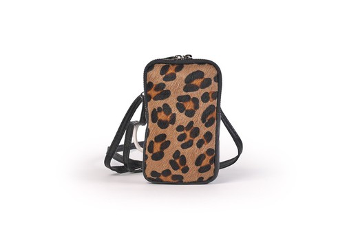 Bolso portamóvil de piel con estampado leopardo animalprint