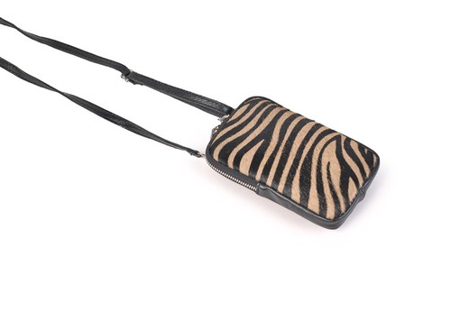 Bolso portamóvil de piel con estampado zebra animalprint