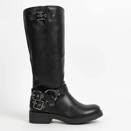 Bota Passport Con Hebillas Negro