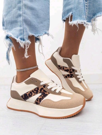 Zapatillas Casual Con Plataforma y Estampado Leopardo