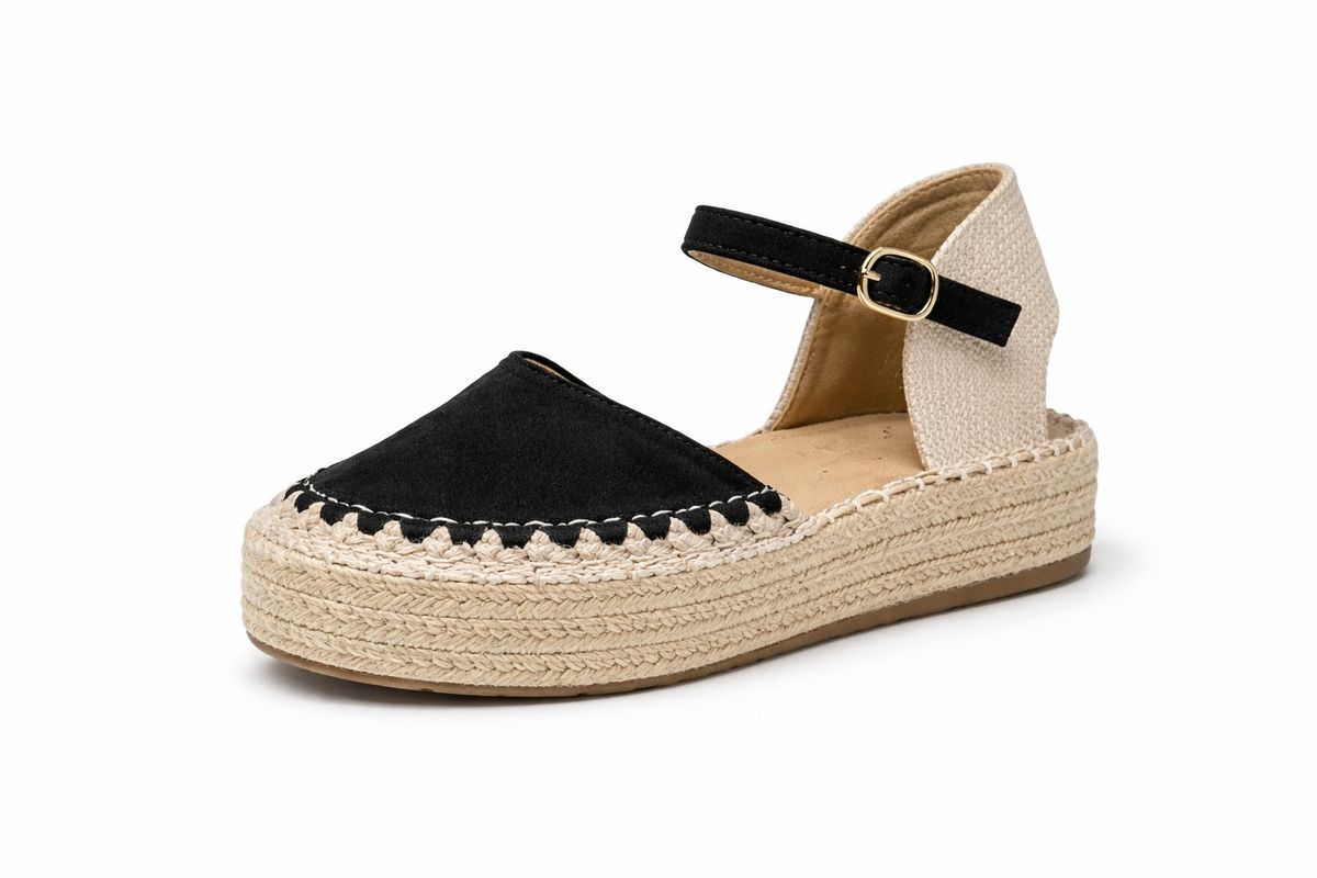 Alpargata Valenciana Con Plataforma Negro