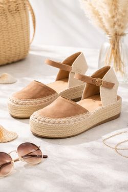 Alpargata Valenciana Con Plataforma Beige