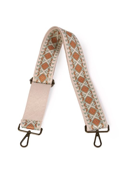 Asa de bolso étnica multicolor beige-verde-camel