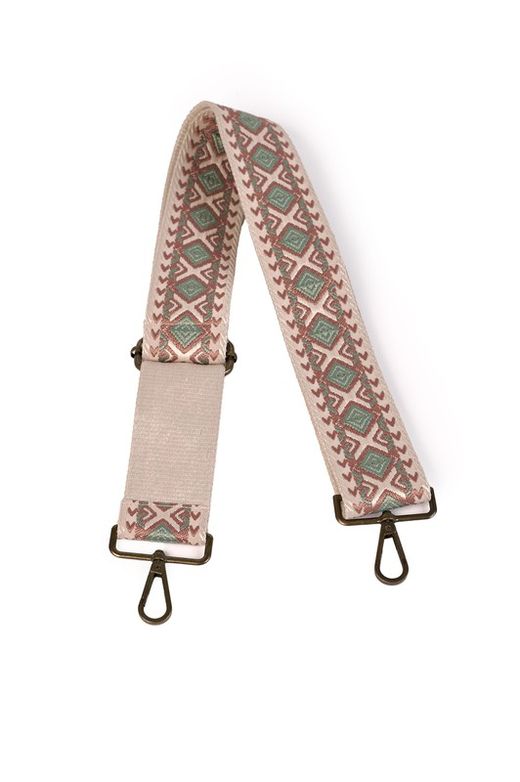 Asa de bolso étnica multicolor rosa-verde-beige