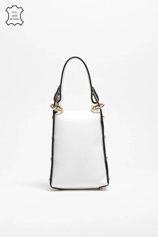 Bolso Abeja De Mano De Piel Blanco