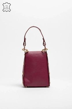 Bolso Abeja De Mano De Piel Granate
