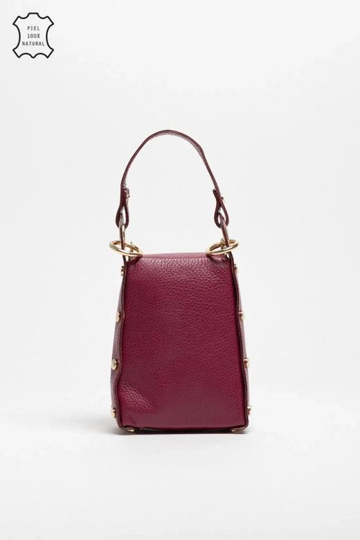 Bolso Abeja De Mano De Piel Granate