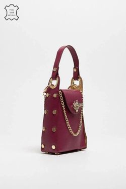Bolso Abeja De Mano De Piel Granate