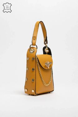 Bolso Abeja De Mano De Piel Mostaza