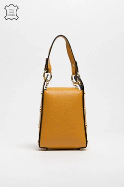 Bolso Abeja De Mano De Piel Mostaza