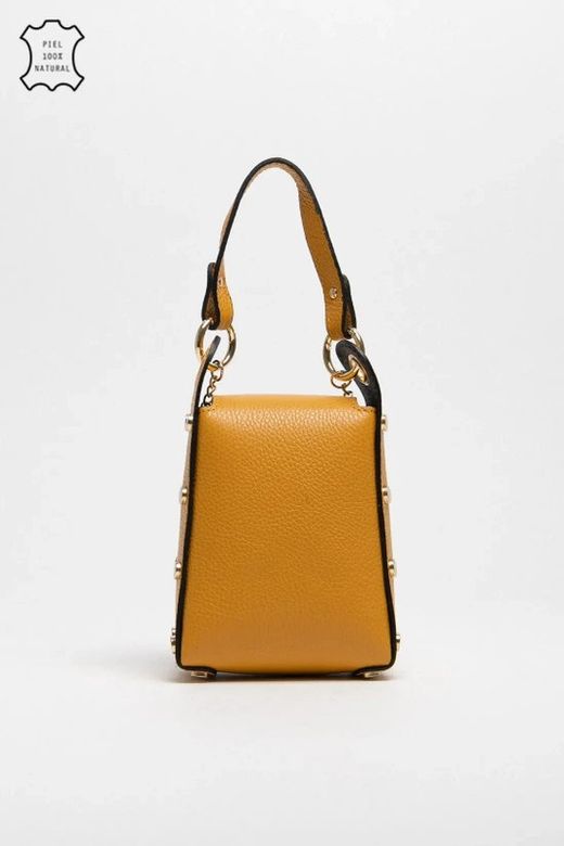 Bolso Abeja De Mano De Piel Mostaza