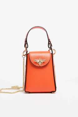 Bolso Abeja De Mano De Piel Naranja