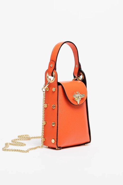 Bolso Abeja De Mano De Piel Naranja