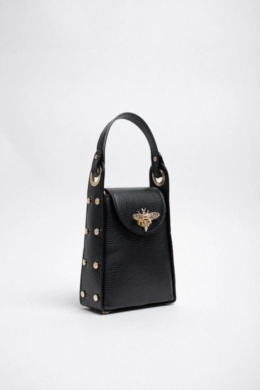 Bolso Abeja De Mano De Piel Negro