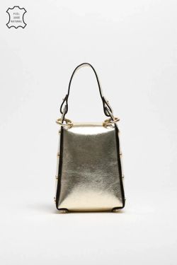 Bolso Abeja De Mano De Piel Oro