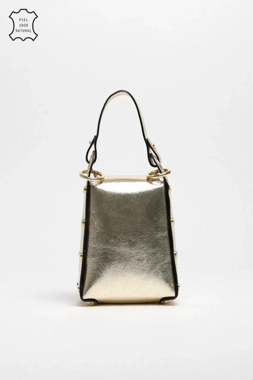 Bolso Abeja De Mano De Piel Oro