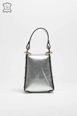 Bolso Abeja De Mano De Piel Plata