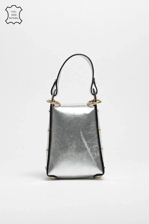 Bolso Abeja De Mano De Piel Plata