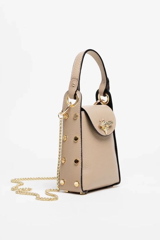 Bolso Abeja De Mano De Piel Taupe