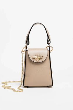 Bolso Abeja De Mano De Piel Taupe
