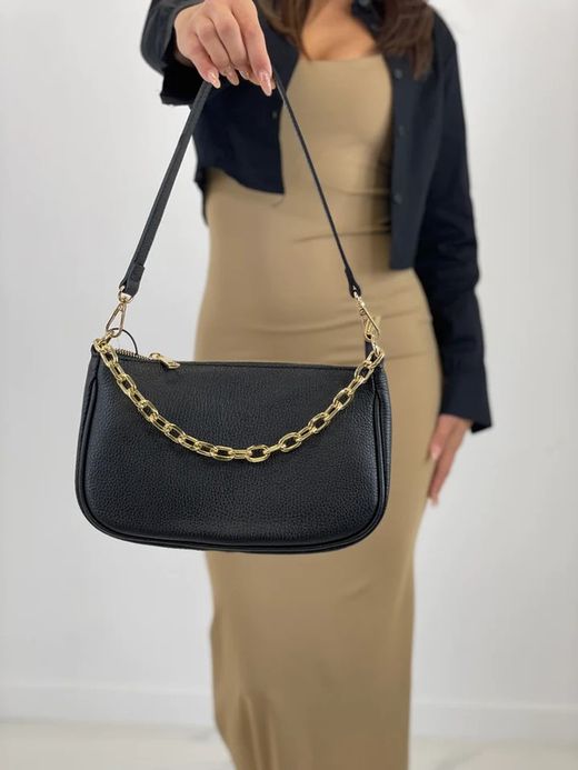 Bolso anele de piel para mujer negro