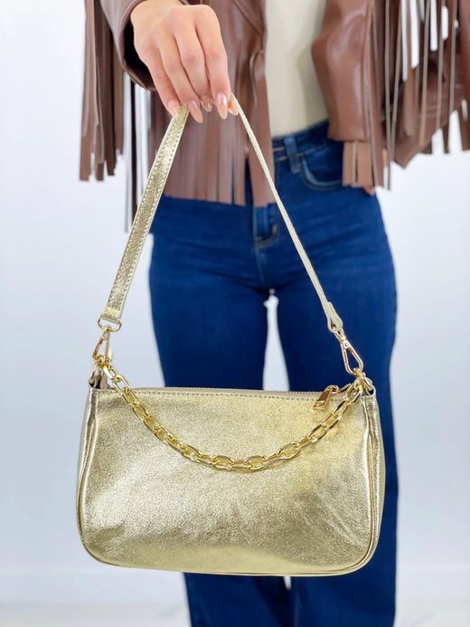 Bolso anele de piel para mujer oro