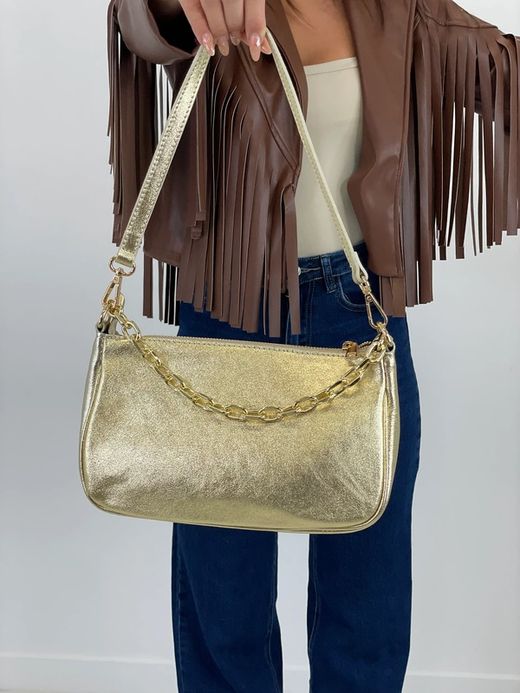 Bolso anele de piel para mujer oro