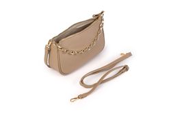 Bolso anele de piel para mujer taupe