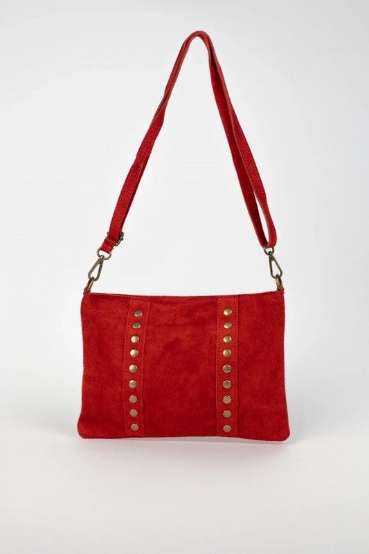 Bolso Bandolera De Piel Elise Rojo bandolera — Gueliz