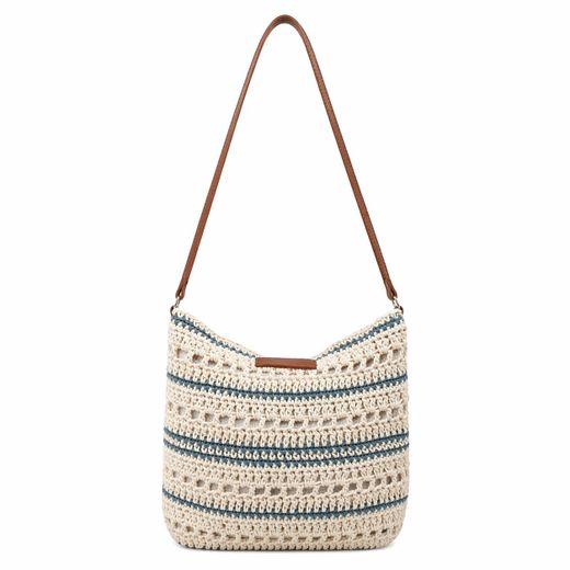 Bolso Bandolera Efecto Rafia Azul