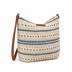 Bolso Bandolera Efecto Rafia Azul