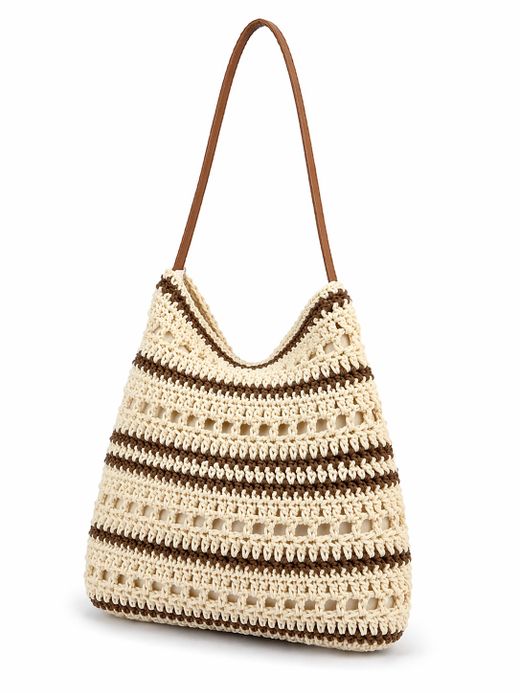 Bolso Bandolera Efecto Rafia Café