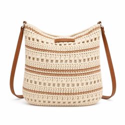 Bolso Bandolera Efecto Rafia Natural