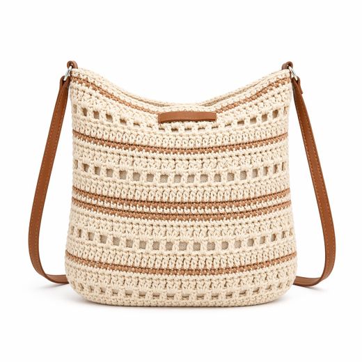 Bolso Bandolera Efecto Rafia Natural