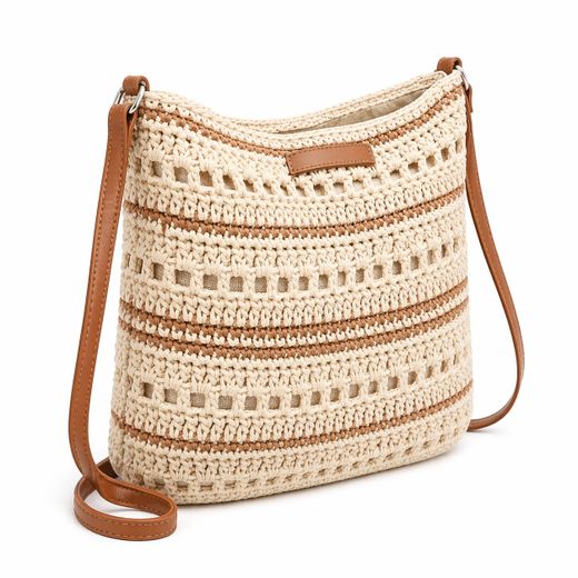 Bolso Bandolera Efecto Rafia Natural