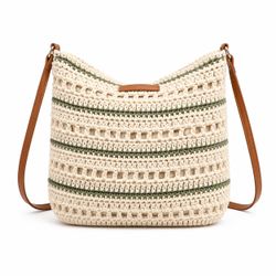 Bolso Bandolera Efecto Rafia Verde