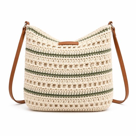 Bolso Bandolera Efecto Rafia Verde