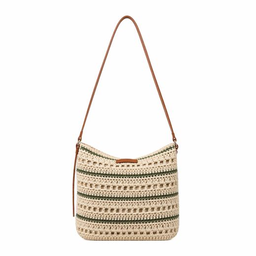 Bolso Bandolera Efecto Rafia Verde