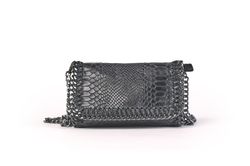 Bolso bandolera stella de piel con estampado animal print negro