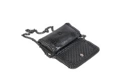 Bolso bandolera stella de piel con estampado animal print negro