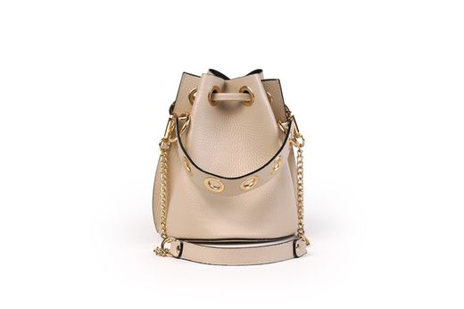 Bolso bombonera de piel beige
