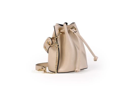 Bolso bombonera de piel beige