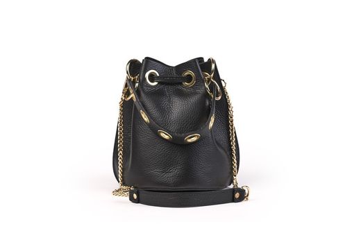 Bolso bombonera de piel negro