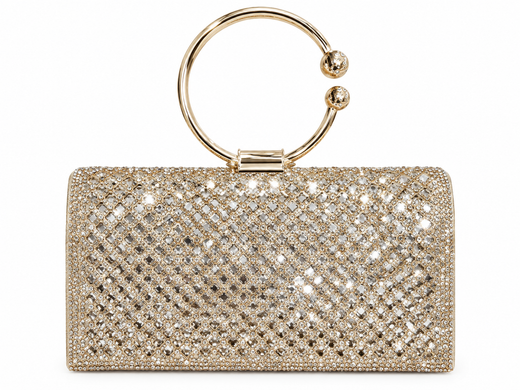 Bolso De Fiesta Tipo Clutch Con Asa Dorado